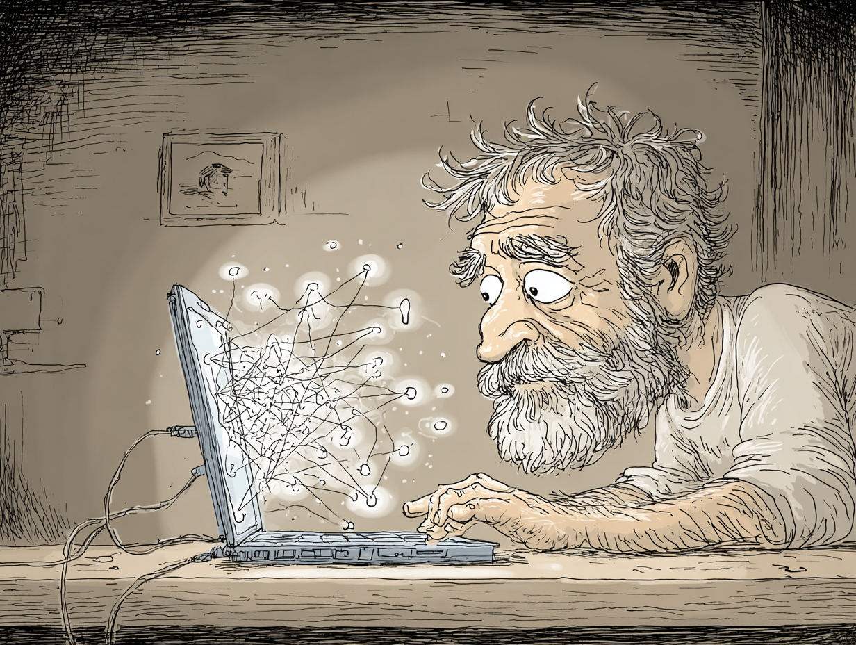 A New Yorker style cartoon of Aristotle being praised for his ontology